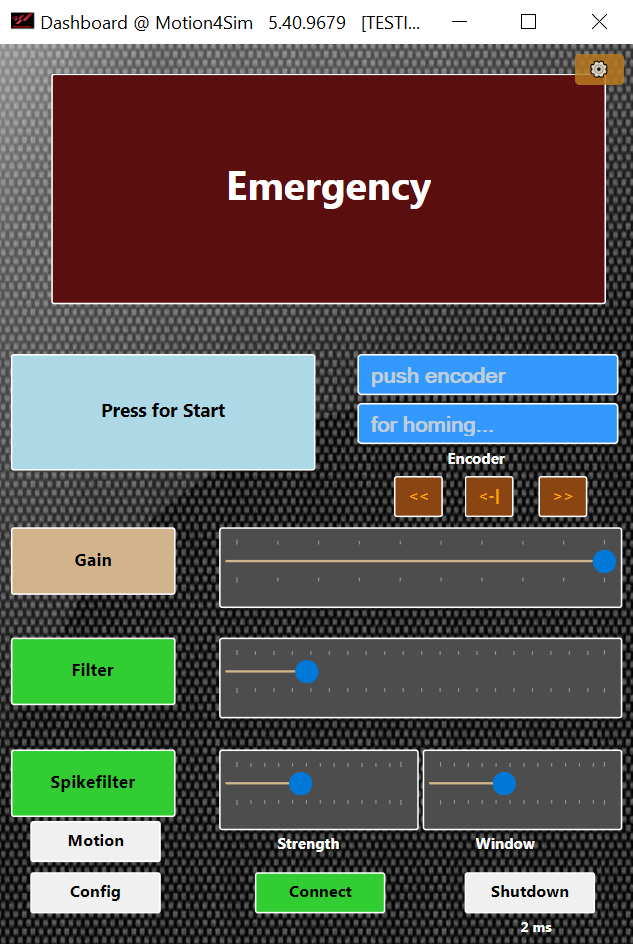 Dashboard main screen